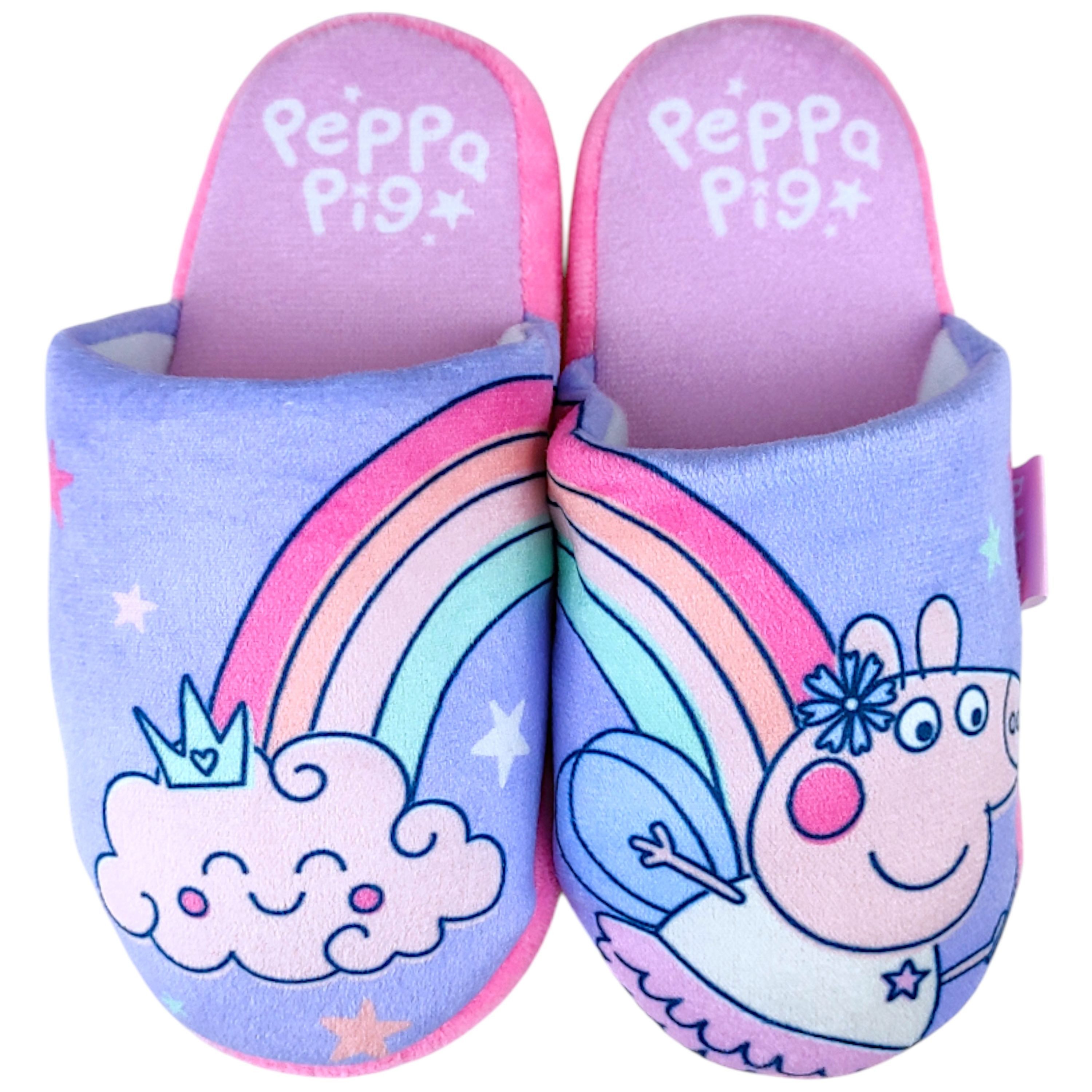 Peppa Pig Peppa Wutz und Regenbogen Hausschuh Mädchen Slipper Pantoffeln Gr. 26-33