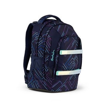 Satch Schulranzen Schulrucksack-Set PACK Purple Laser 3-teilig (3-teilig), Laptop-Fach, Your-Size-System, höhenverstellbar