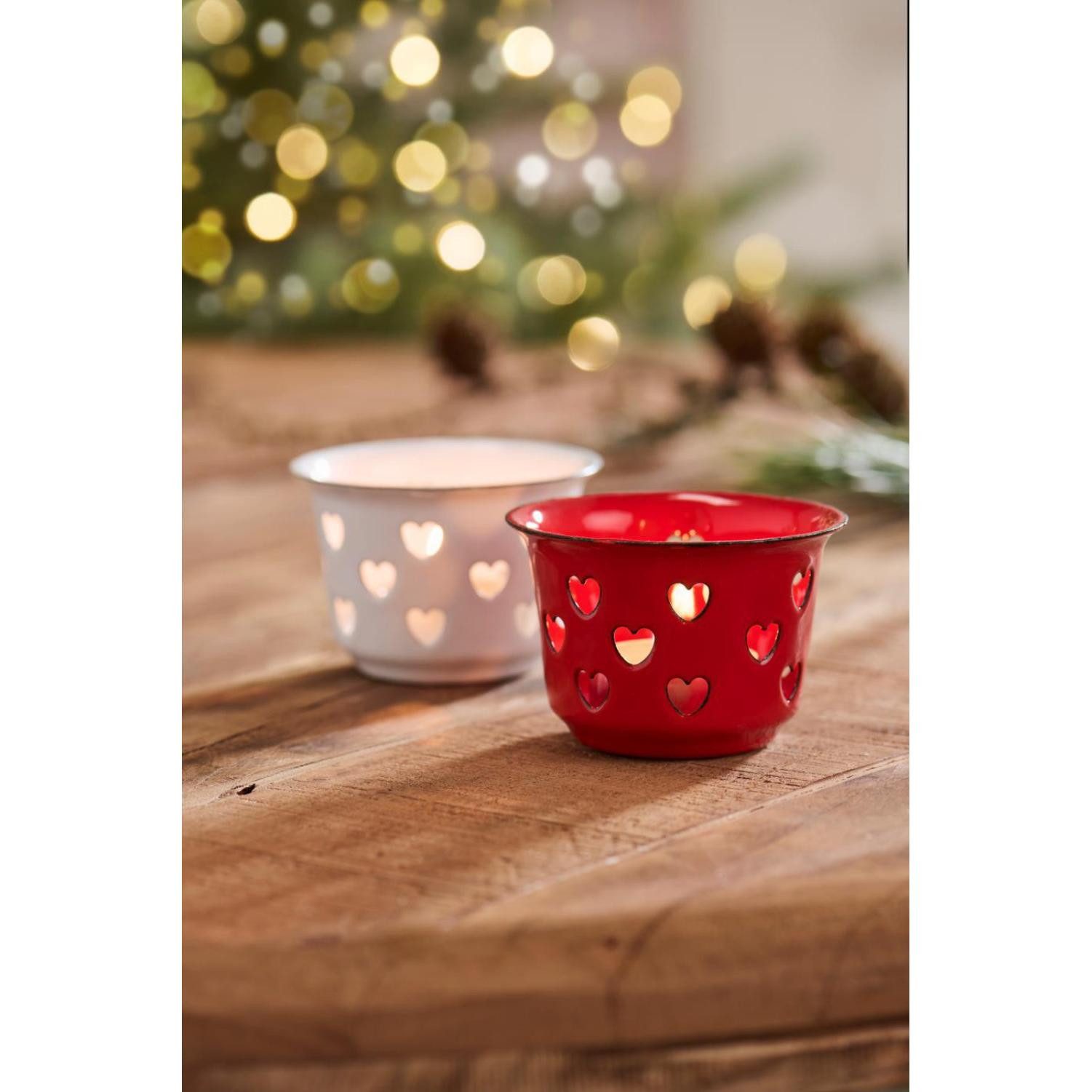 Ib Laursen Kerzenhalter Ib Laursen Teelichthalter Emaille Herz Weiß (5x7,5cm)