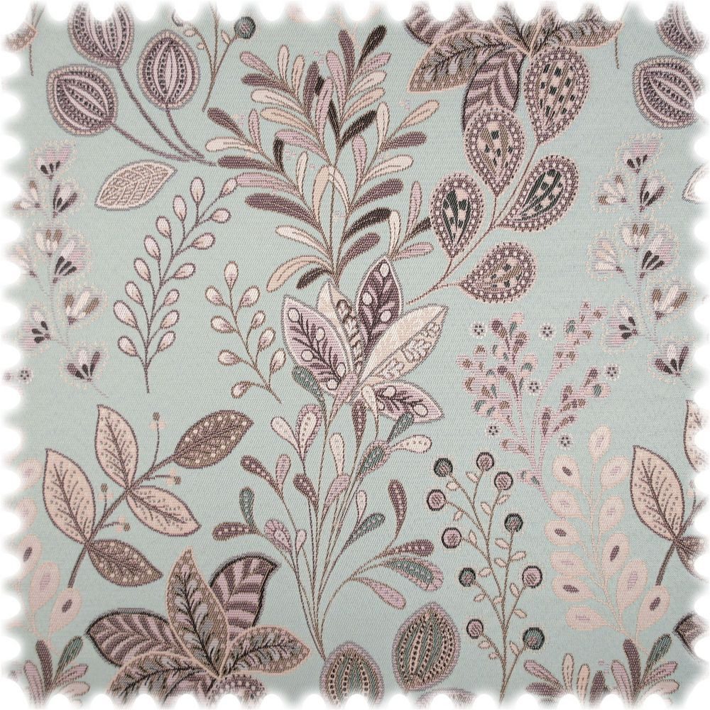 Heiro Stoff Jacquard Flachgewebe Möbelstoff Flores Hellblau, Polsterstoff Meterware - Breite:140 cm