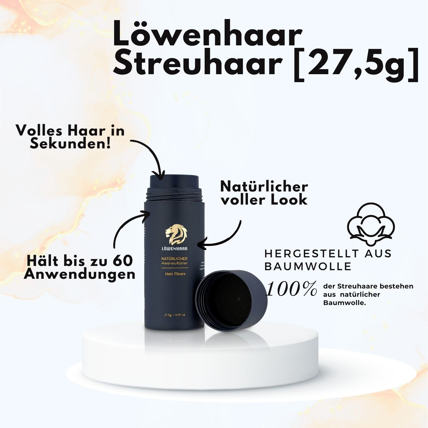 Haarpuder Löwenhaar Fibers LÖWENHAAR® DarkBrown [27.5g] Streuhaar/Schütthaar/Hair