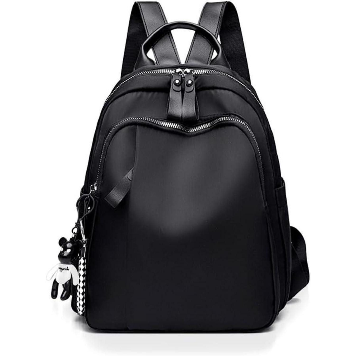 Minirucksack Rucksack Damen Wasserdicht Nylon Antithef Reiserucksack C-schwarz