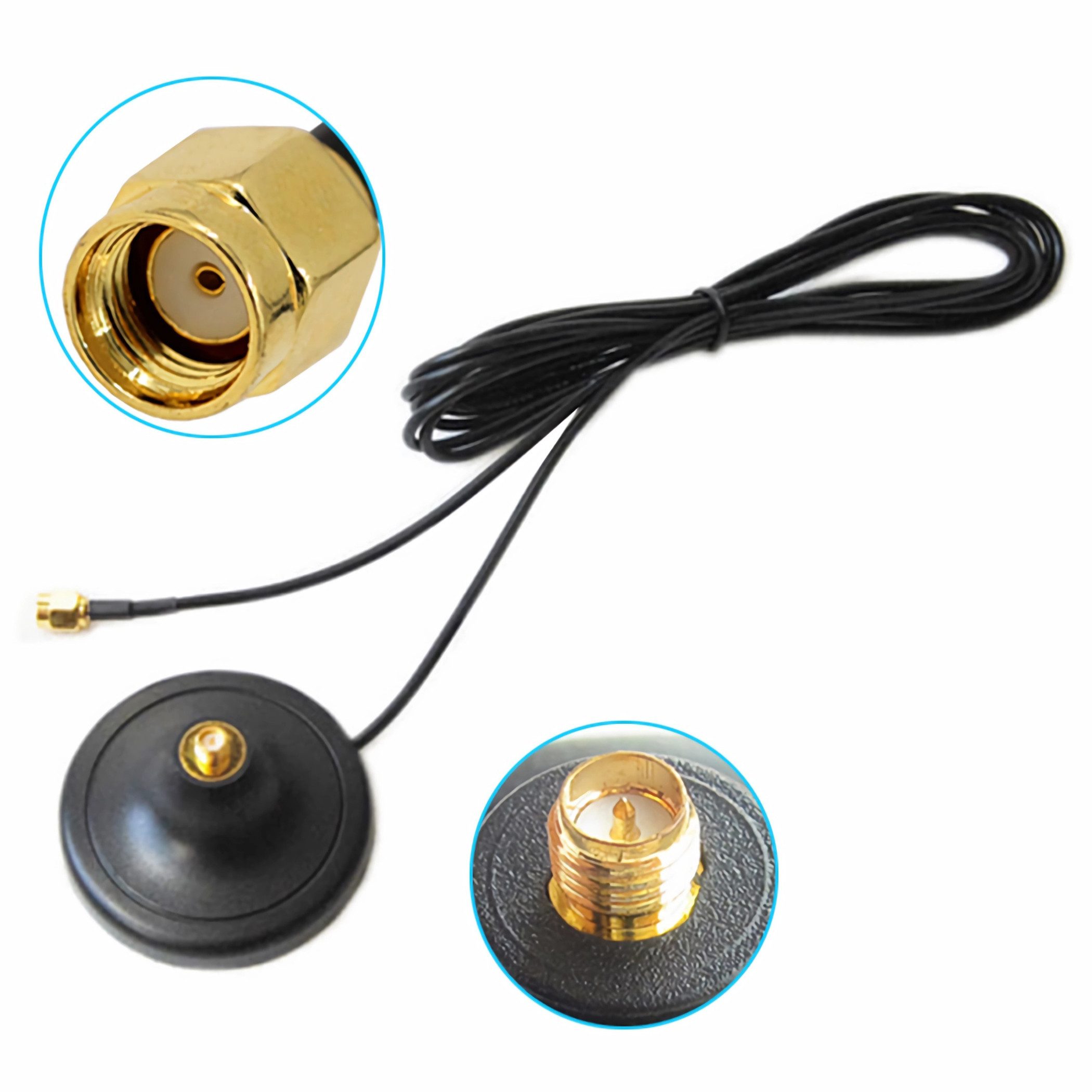 Bolwins O01 18dB WLAN Antenne Set Signalverstärker Verlängerungskabel Standfuß Netzwerkkabel, RP-SMA Stecker (vergoldet, Reverse SMA), RP-SMA Buchse (300 cm), Hochleistungs-WLAN-Antenne mit 18 dBi Signalverstärkung