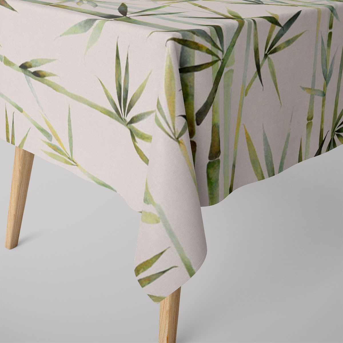 SCHÖNER LEBEN. Tischdecke SCHÖNER LEBEN. Tischdecke Pacific Bambus dunkel-beige grün, handmade