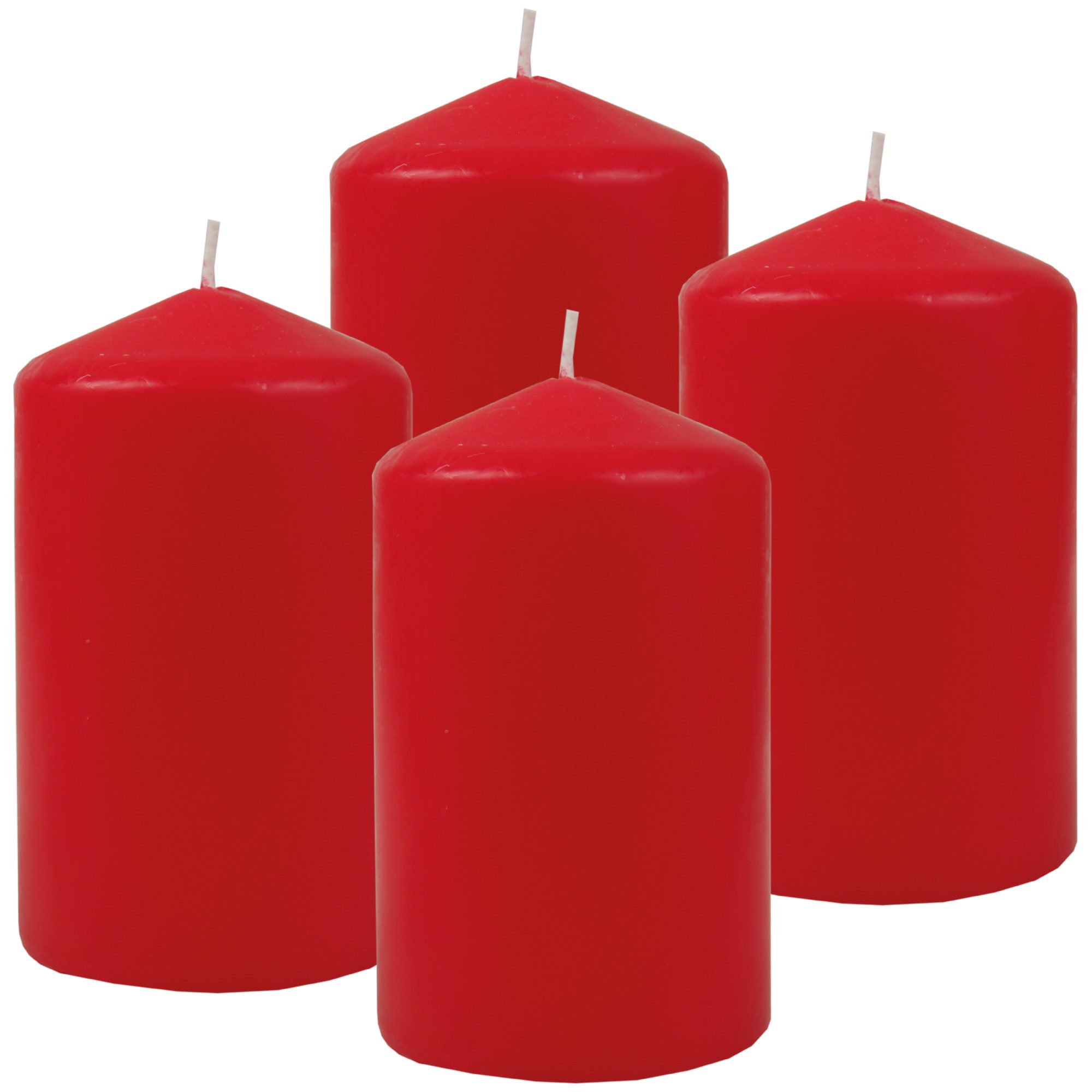 HS Candle Stumpenkerze Ø6cm x 10cm (4-tlg), Wachskerzen, Made in EU, 25h Brenndauer, Baumwolldocht