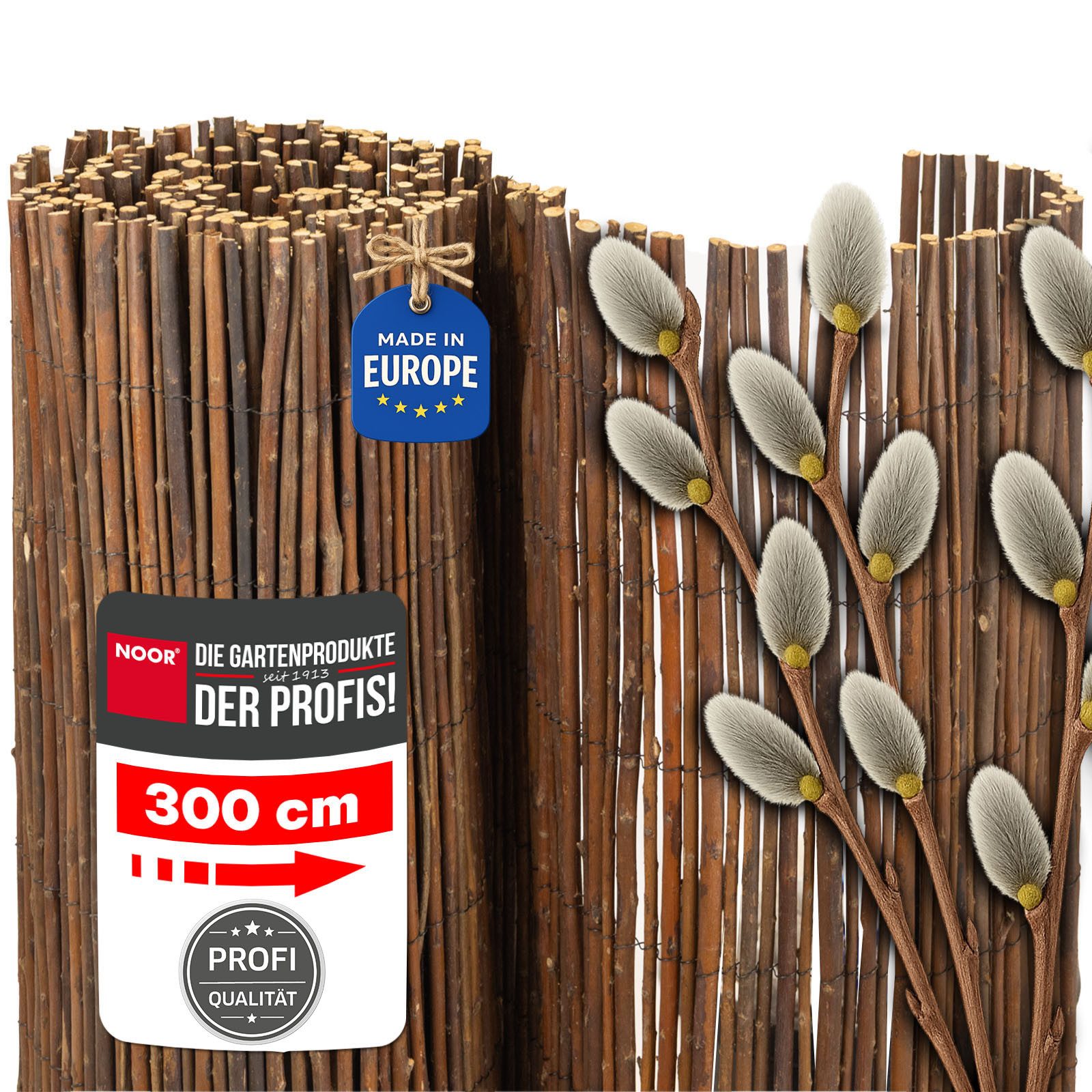 NOOR Sichtschutzzaunmatten Weidenmatte DELUXE - naturnaher Sichtschutz