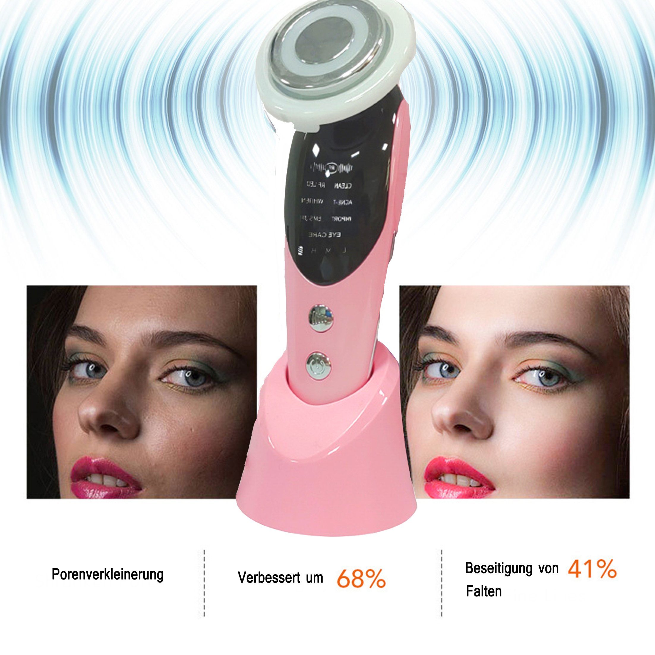 Introducer,Beauty Beauty Gesichtsmassagegerät,EMS Scheiffy Rosa Instrument, RF Kosmetikbehandlungsgerät Mikrostrom-Vibrationen,Photorejuvenation