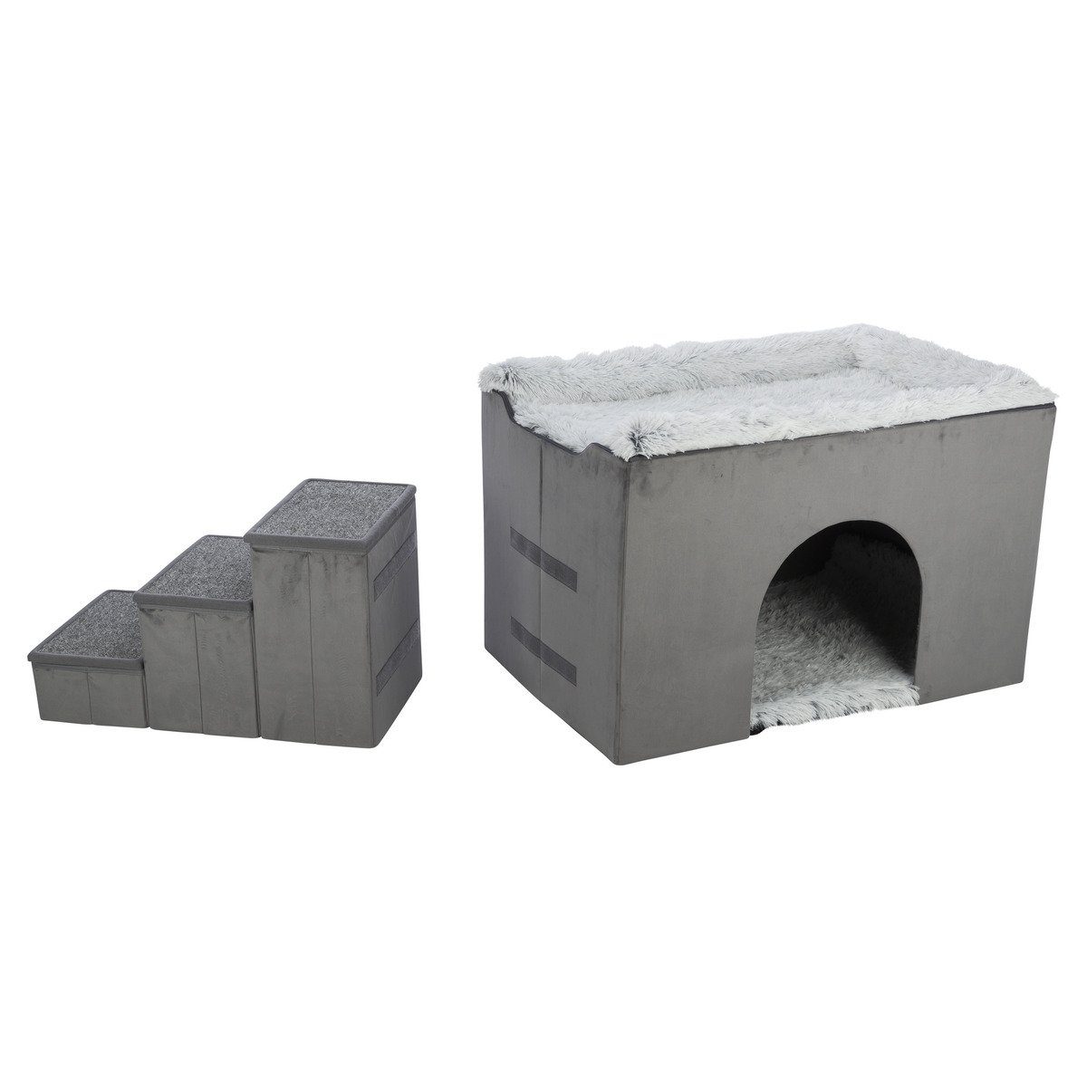 TRIXIE Schlafhöhle Höhle Harvey mit Treppe grau/weiß-schwarz für Hunde günstig online kaufen