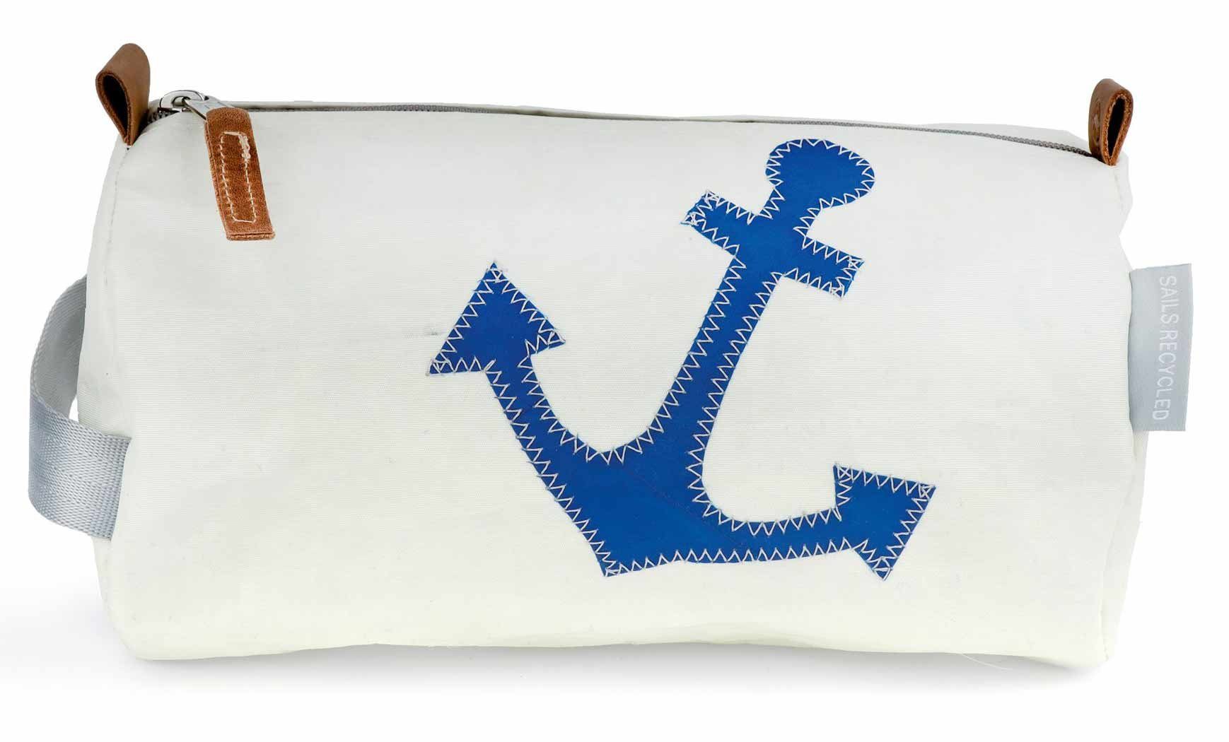 360Grad Kulturbeutel Kosmetiktasche Kulturbeutel Tonne Weiss Anker Blau