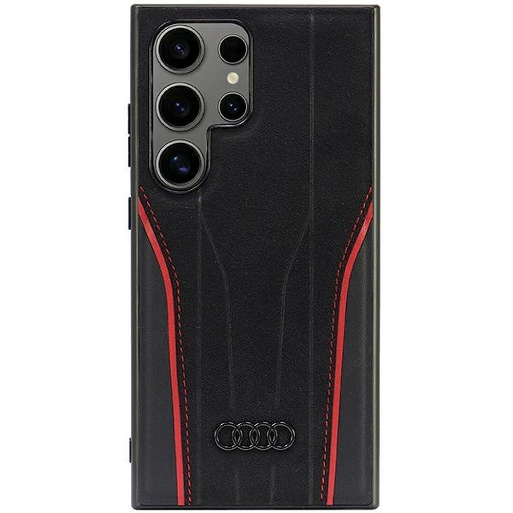 Audi Handyhülle Lederschutzhülle Schutzschale Rückseitenschutz 6,8 Zoll, Echtleder, MagSafe, Magnetring, kabelloses Laden