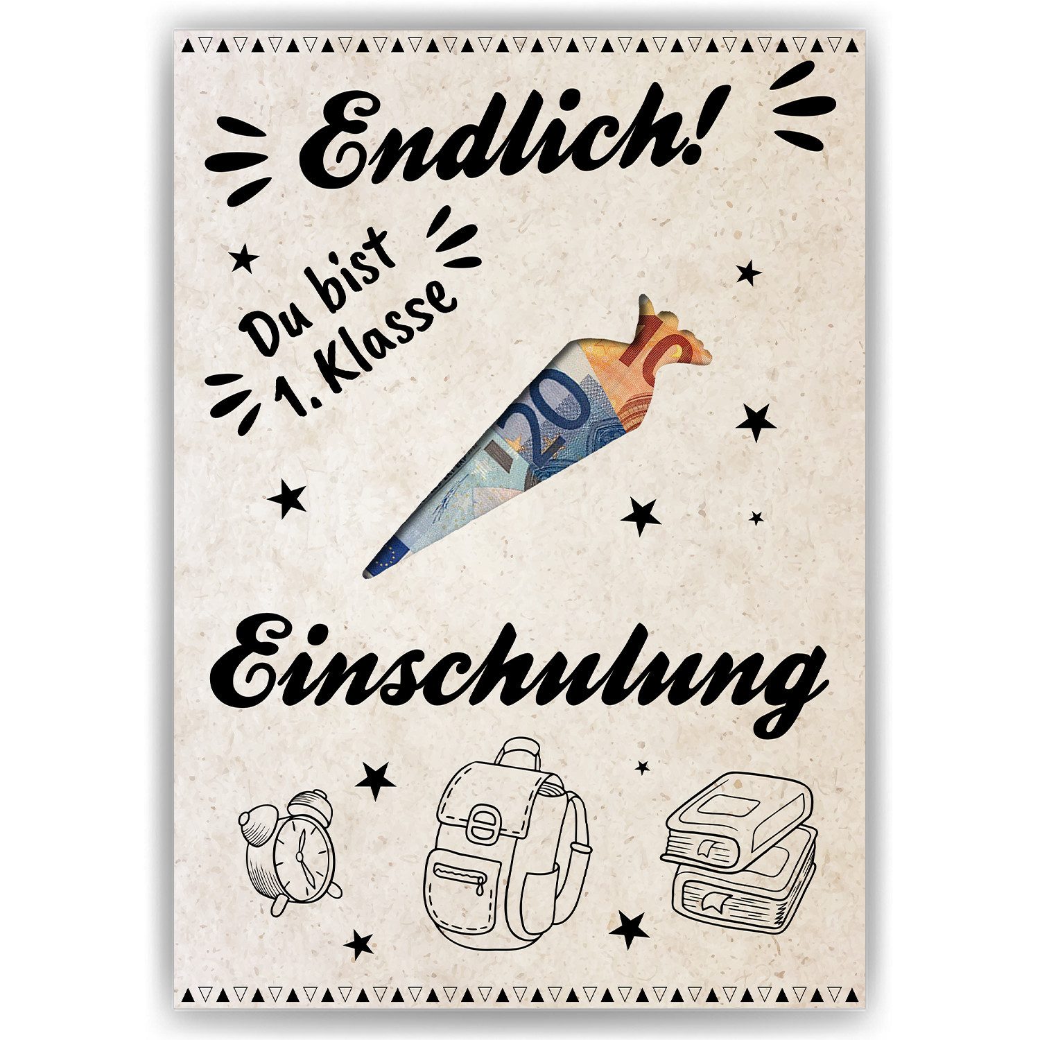 Tigerlino Плакат Einschulung Geldgeschenk Schulanfang Schulstart Schultüte 1. Klasse
