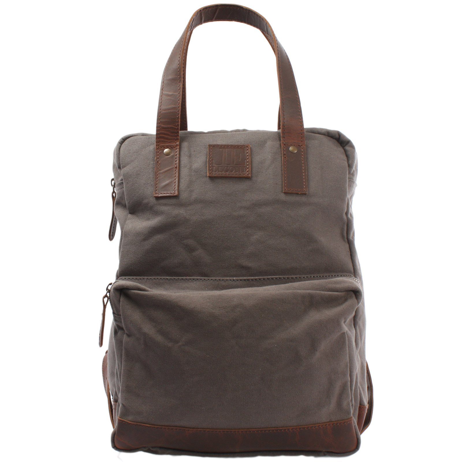 LECONI Freizeitrucksack großer Canvasrucksack Damen Herren DIN A4 Canvas Leder LE1019