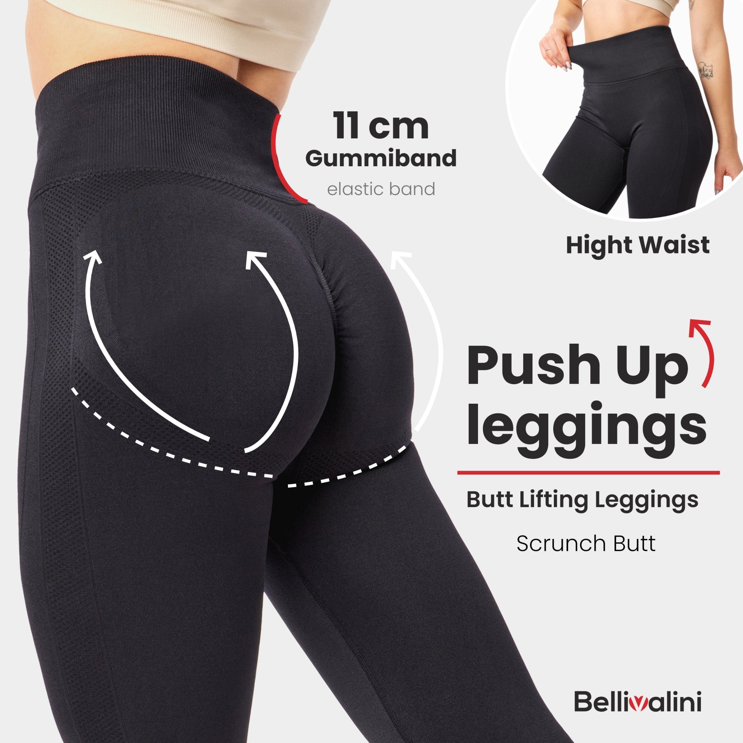 Bellivalini Leggings Damen High Waist Push Up Scrunch Sporthose Fitness Gym Yoga BLV50-254 (1-tlg) figurformend
