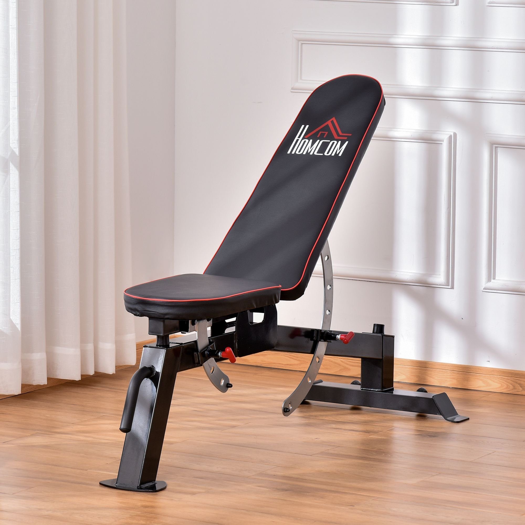 HOMCOM Multifunktionale Hantelbank – Verstellbar Für Sit-Ups, Bankdrücken, Beintraining, Zuhause