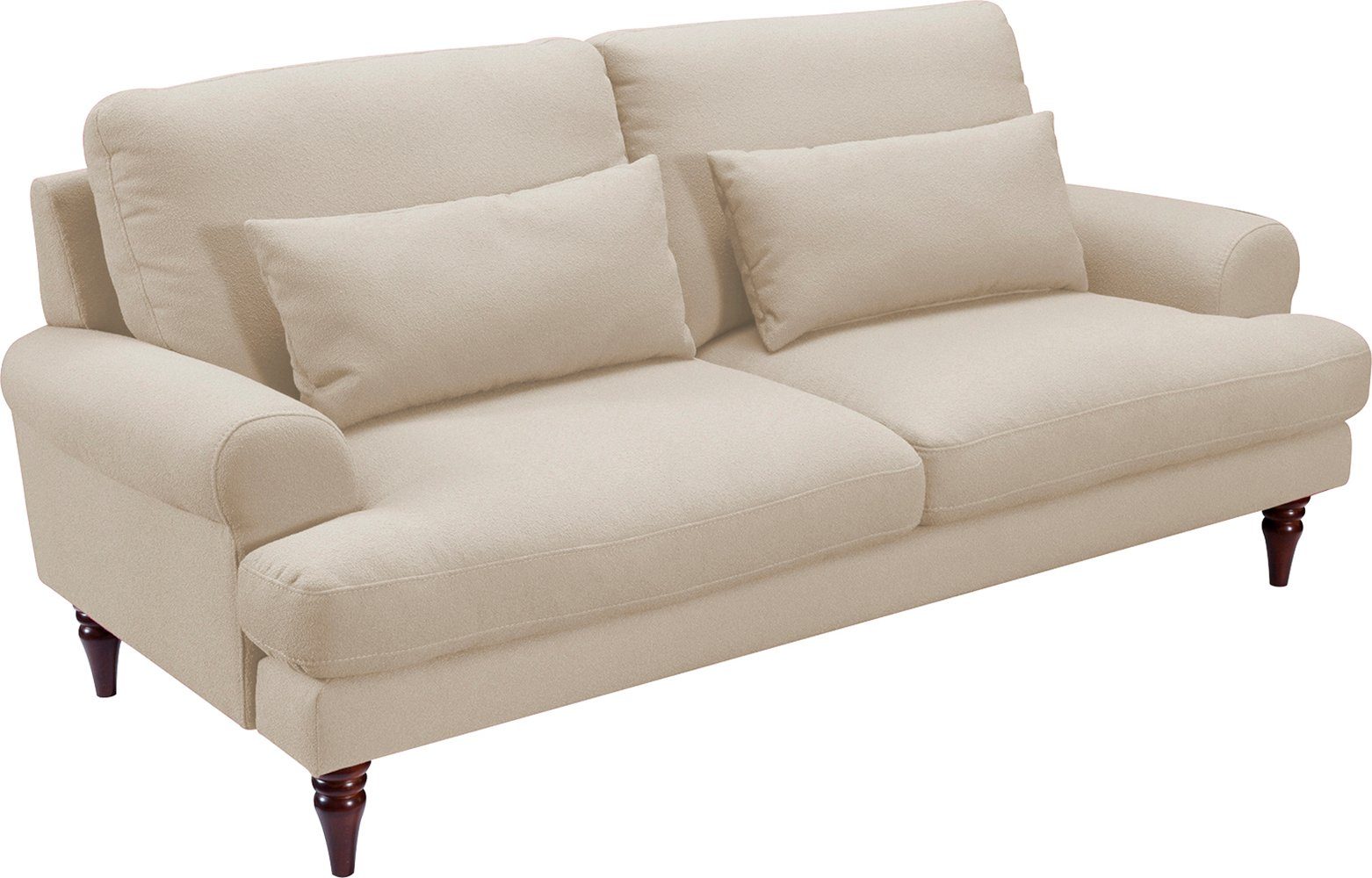 exxpo - sofa fashion mit Schaumstoffflocken-Füllung, und inklusive 3-Sitzer, Holzfüßen Zierkissen