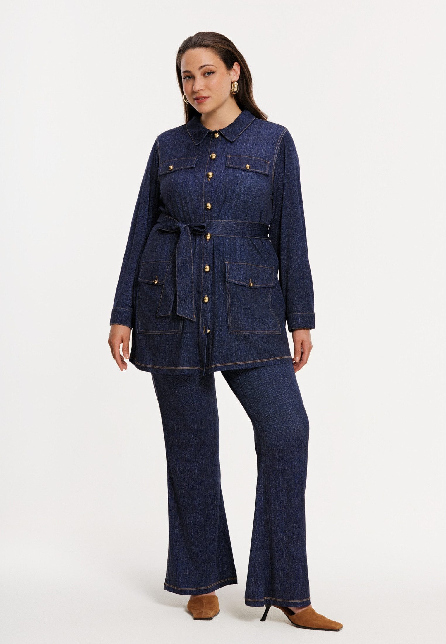 YOEK Langmantel Damen Jacke Flare Fit