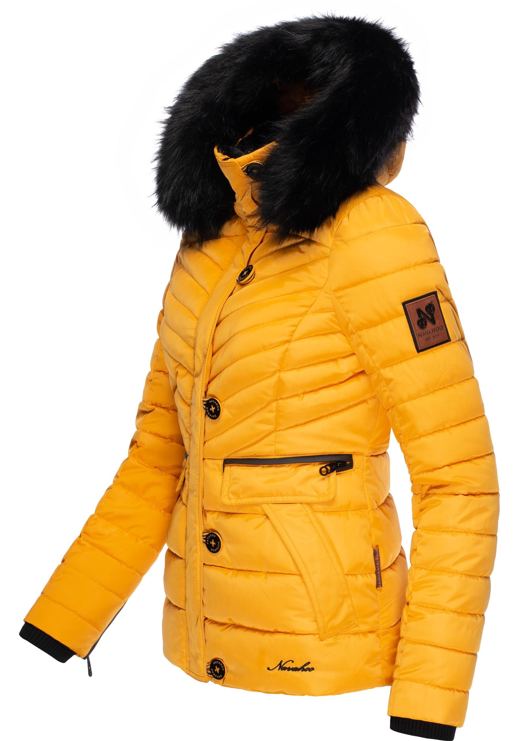 Navahoo Winterjacke Wisteriaa Warm gefütterte Steppjacke mit Kunstfell-Kapuze