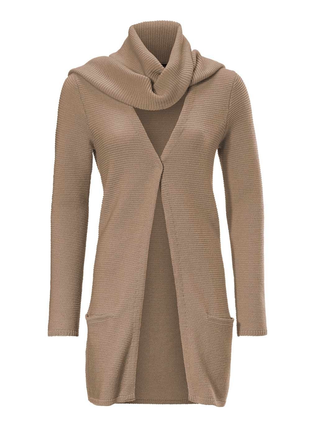 PATRIZIA DINI by heine Cardigan Patrizia Dini Damen Merinowolle-Cardigan mit Schal, camel