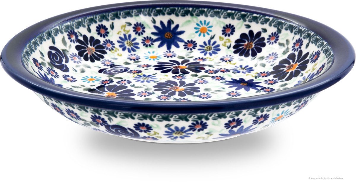 Bunzlauer Keramik Speiseteller Tiefer Teller Ø22,5cm Suppenteller, Pastateller, Essteller Dekor DU126