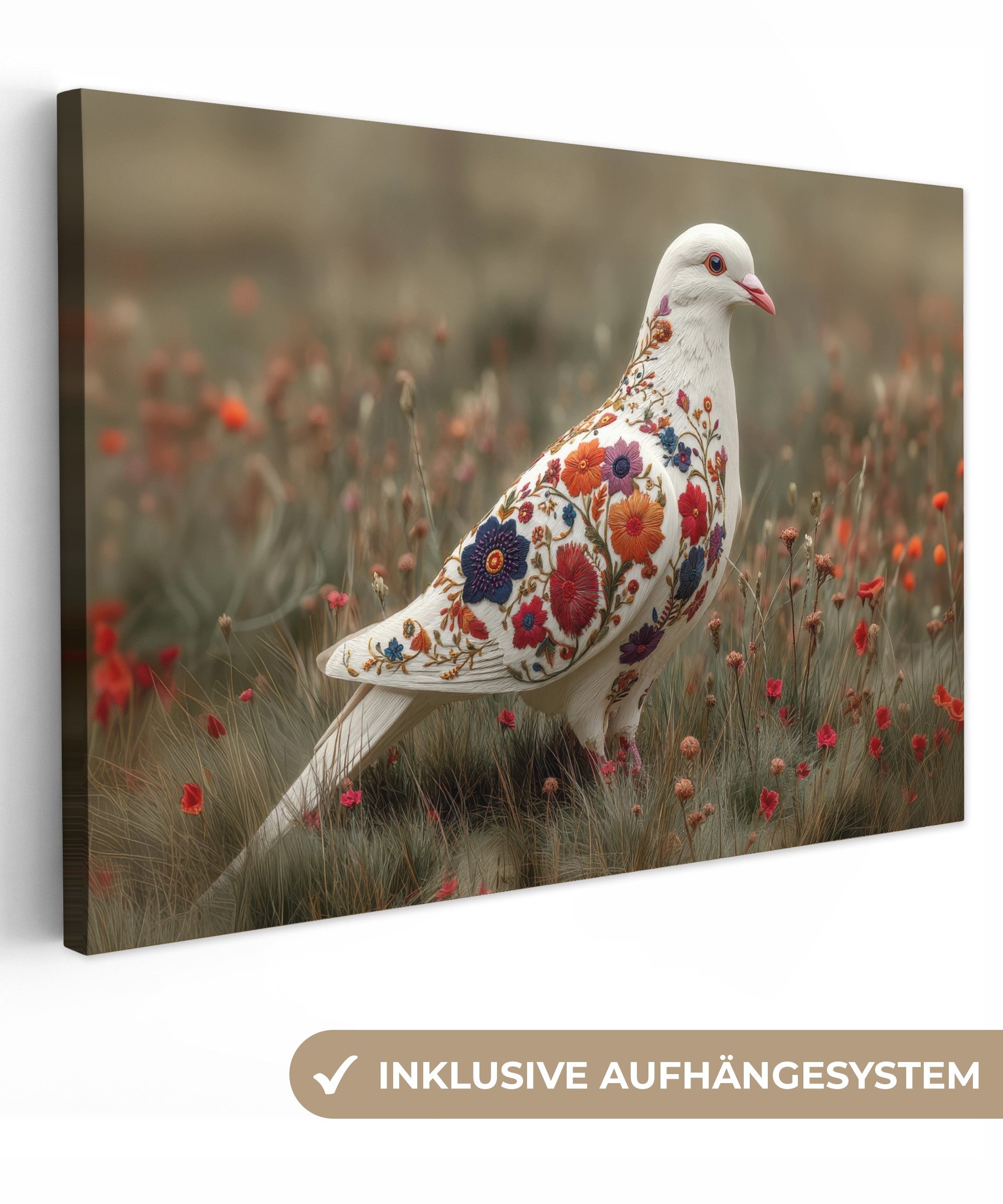 OneMillionCanvasses® Leinwandbild Taube - Blumen - Natur, Fotodruck (1 St), günstig online kaufen