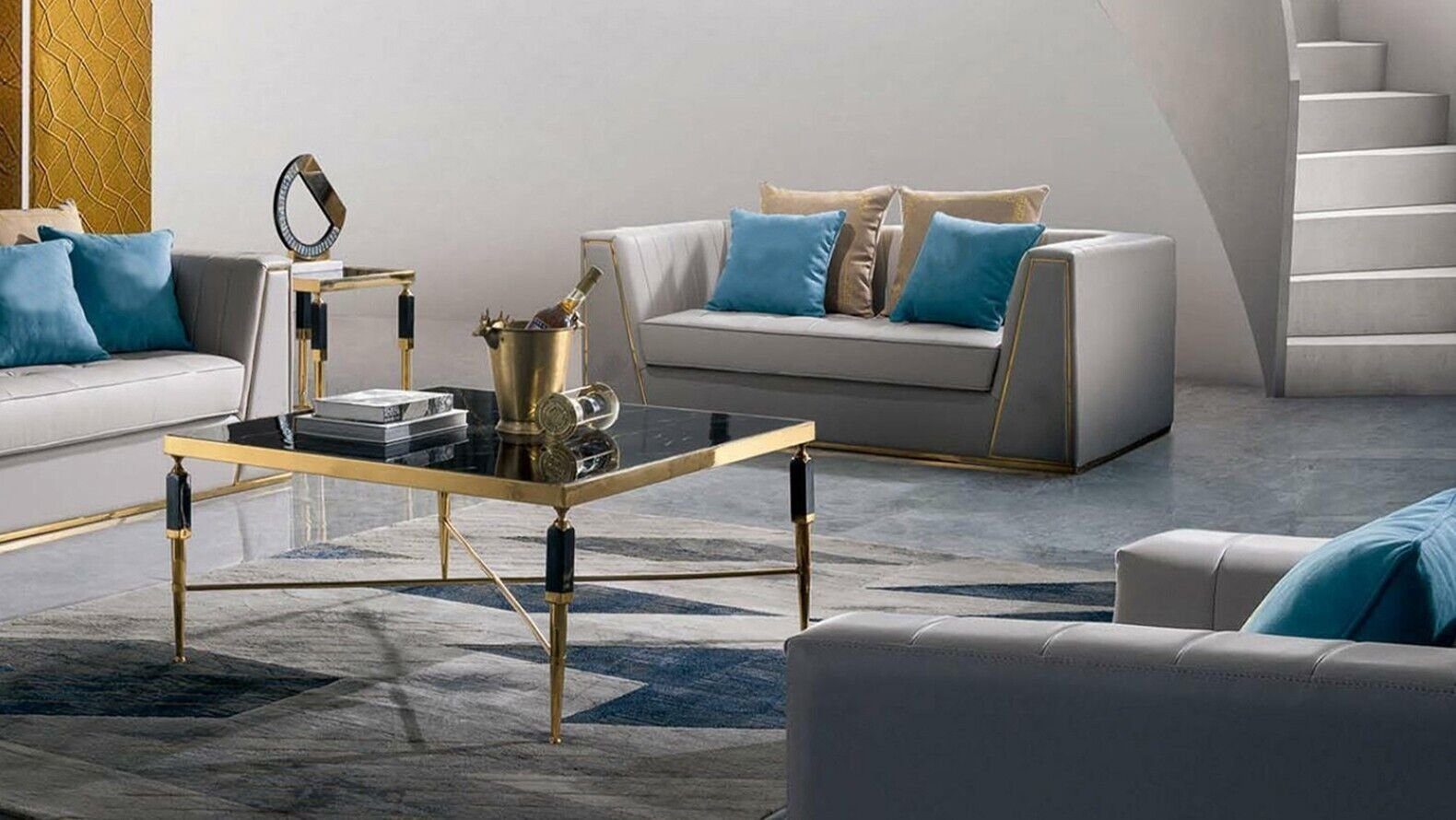 Sofa JVmoebel Luxus Design Beistelltische Beistelltisch, Wohnzimmer Glastisch Tisch Space