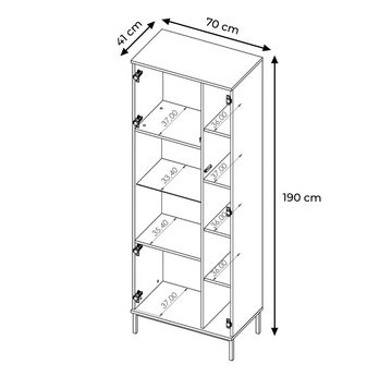 Furnix Wohnwand 3-teilige Mediawand FORSETTI 3 Möbelwand mit Metallfüßen Hickory, B220 x H190 x T41 cm