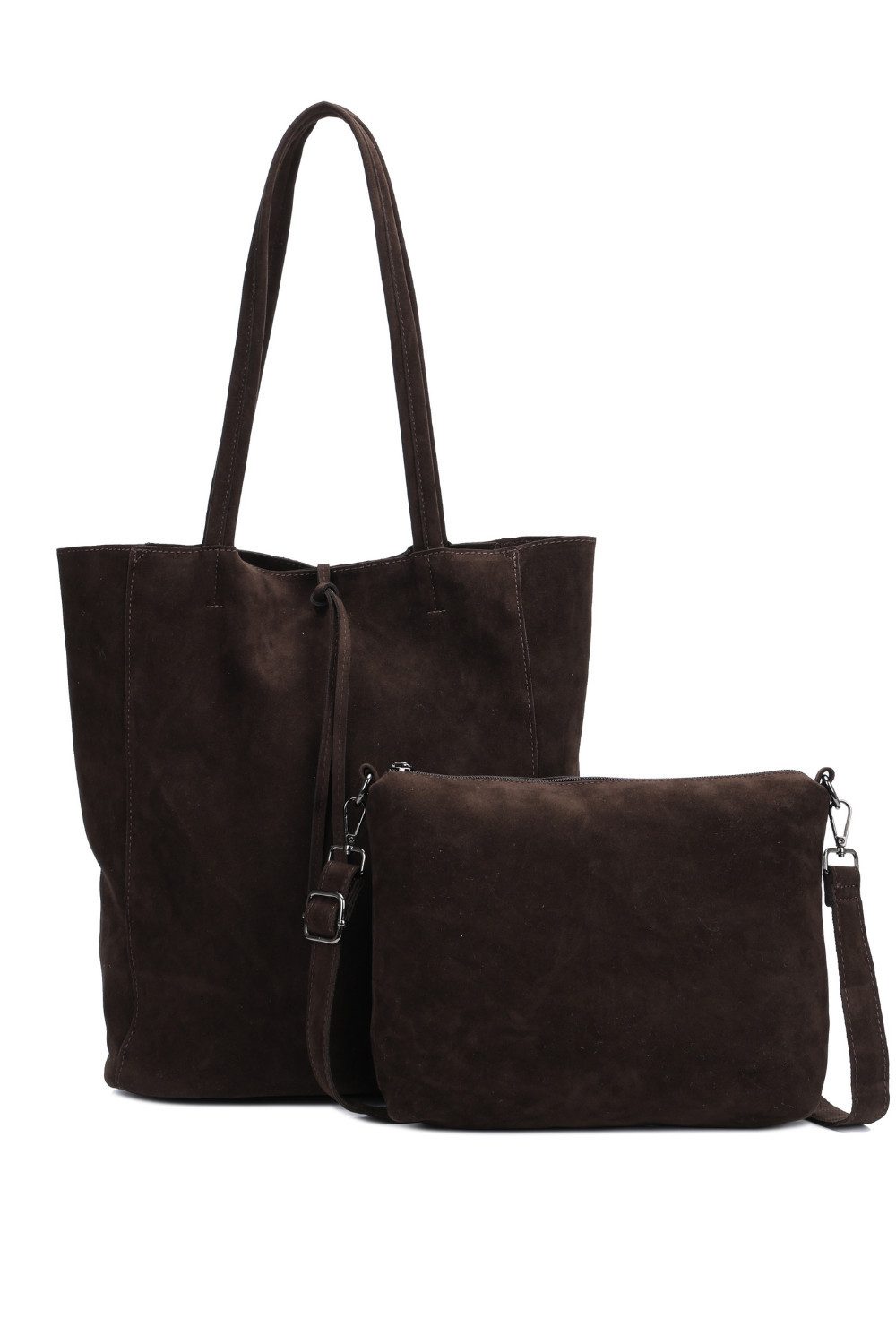Schultertasche Modischer Damen Shopper mit Extra-Tasche, Veganer, Wildleder