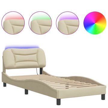 vidaXL Bett Bettgestell mit LED Creme 90x190 cm Stoff