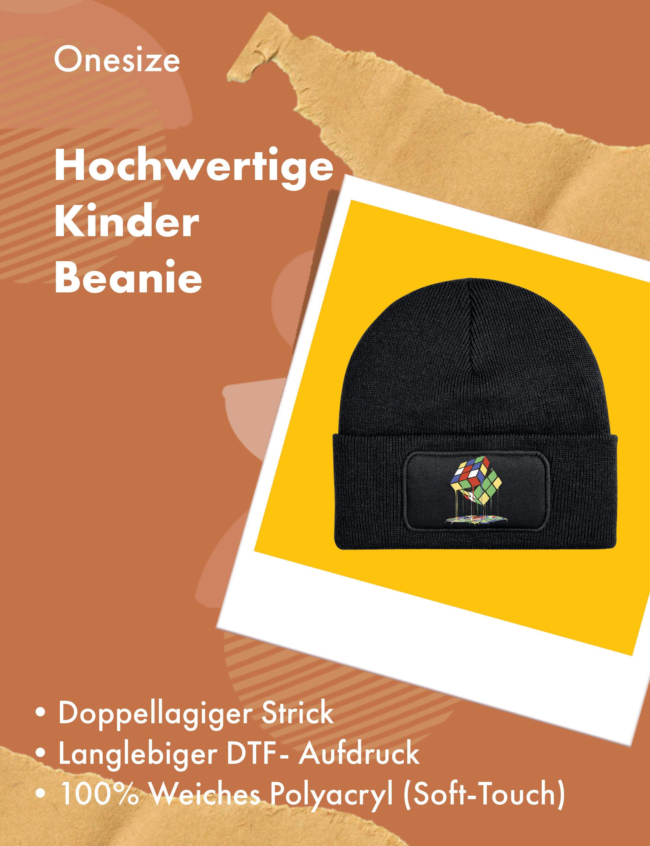 Youth Designz Beanie Unisex Kinder Beanie Mütze ZAUBERWÜRFEL Bunter Würfel Print Geschenk mit lustigem Aufdruck für Jungen und Mädchen Statement