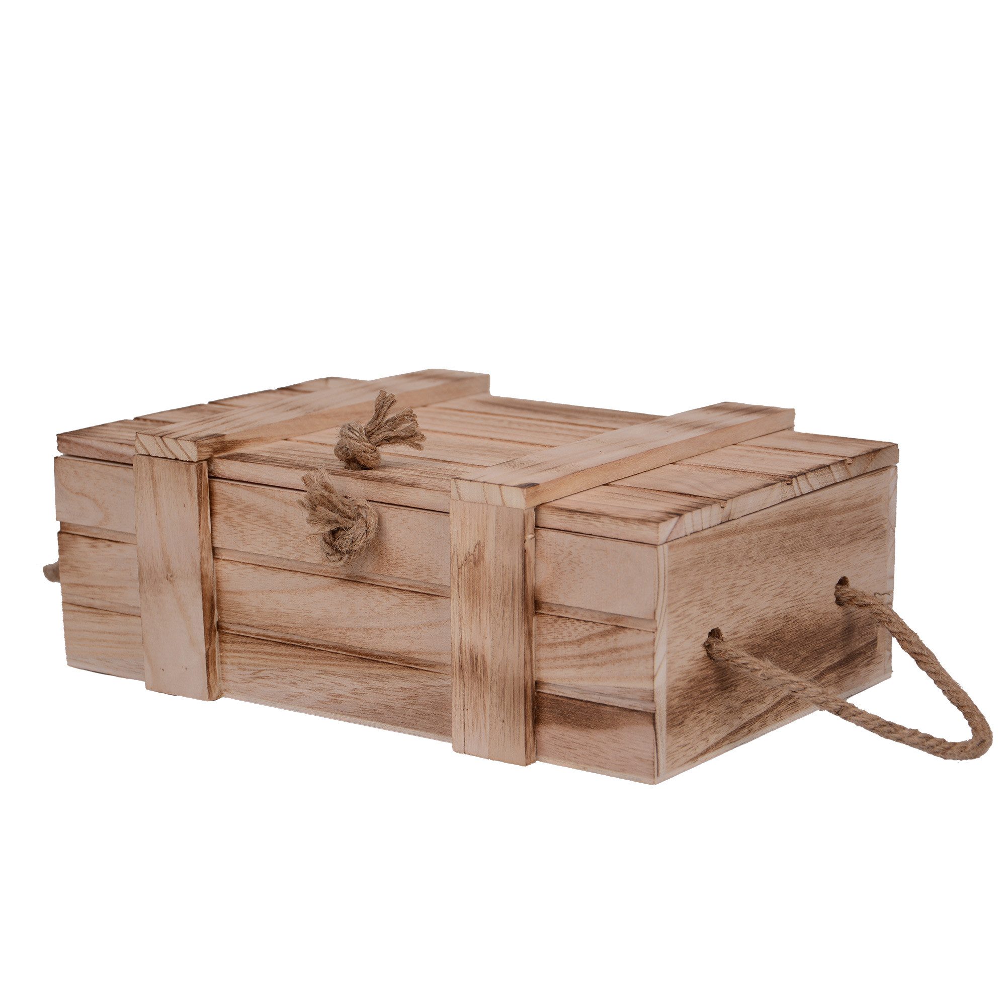 UNUS HOME Dekokiste UNUS Holzkisten 2er Set geflammt mit Deckel und Seilgriffen (1 St., 1-teilig: Holzkiste mit Deckel geflammtes Holz 30x10x18,5 cm Griffe), schatzkiste, holzkasten, truhe, aufbewahrung, geschenkbox, holztruhe