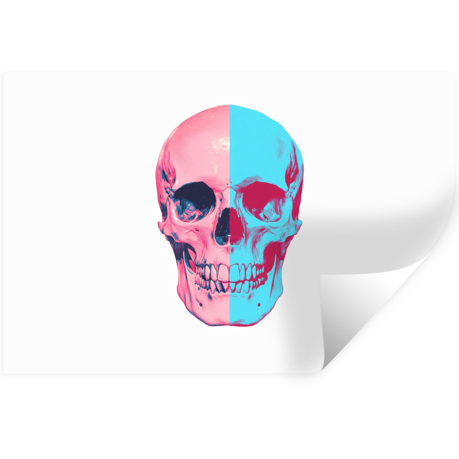 MuchoWow Wandsticker Totenkopf - Grafik - Rosa - Geteilt (1 St), Wanddeko, Aufkleber, Wandtattoo, 120x80 cm