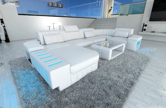 Sofa Dreams Wohnlandschaft »Bellagio«, U Form Ledersofa mit LED, wahlweise mit Bettfunktion als Schlafsofa, Designersofa
