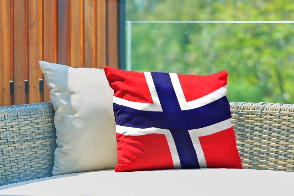 MuchoWow Dekokissen Nahaufnahme Dekokissenbezug, Flagge Norwegen, Outdoor-Dekorationskissen, Polyester, der von Kissenhülle