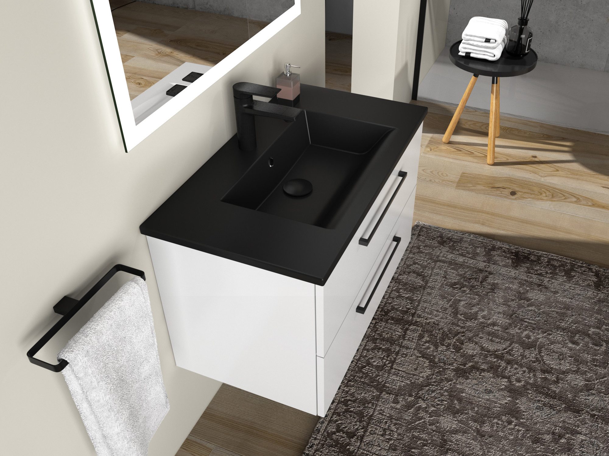 Aqua Bagno Badmöbel-Set Badschrank mit Waschbecken günstig online kaufen