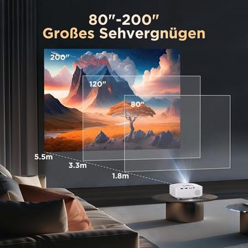 Vigpil Heimkino Mini Portabler Projektor (11000 lm, 1280*720 px, kompatibel mit Android/iOS/Windows/TV Stick/HDMI/USB)