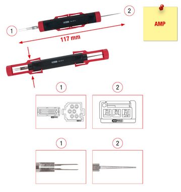 KS Tools Montagewerkzeug, L: 11.7 cm, Kabel für Flachstecker und Flachsteckhülsen 1,6 mm
