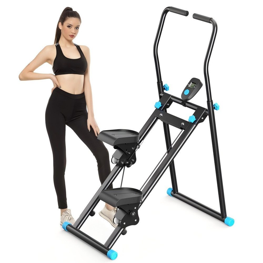 i@home Stepper Vertikal-Stepper Stairmaster für Ganzkörpertraining, klappbar, erweiterter Stufenbreite, verstellbaren Lenkern & Pedalen