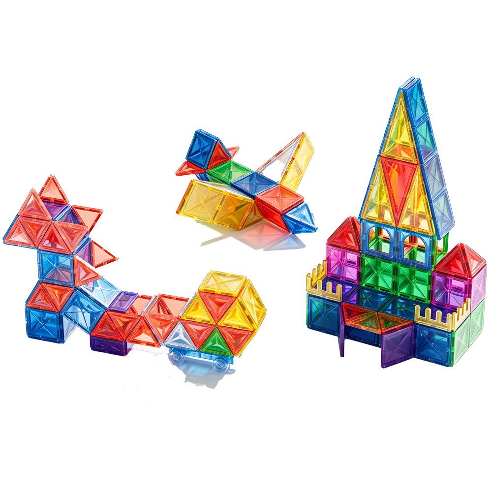 Rolipo 60/100 Stück Magnetische Bausteine für Kinder ab 3 Jahren Magnetspielbausteine, (100 St), Motorik & Logik Förderung, Sicher & Robust