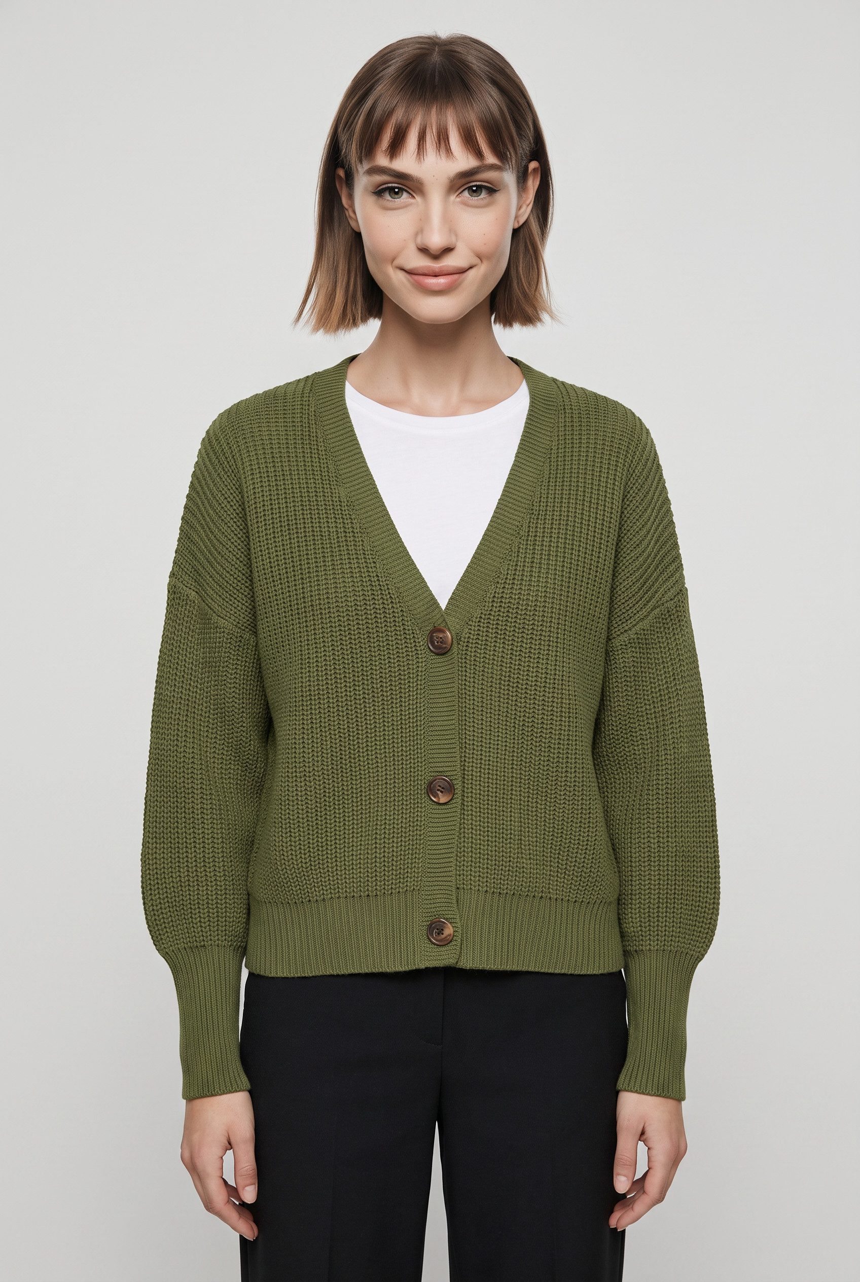 Vero Moda Strickjacke VMLEA LS V-NECK CUFF CARDIGAN NOOS Kunstfaser, regular fit