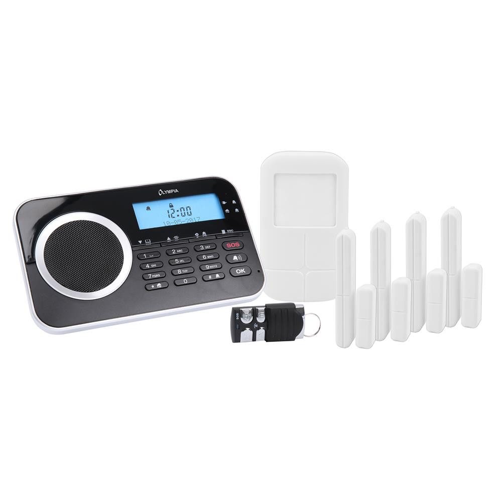 Olympia Protect 9761 GSM-Funkalarmanlage Alarmanlage (GSM-Wahl, 90-dB-Sirene, 868 MHz, SOS-Nummer, Freisprechen)
