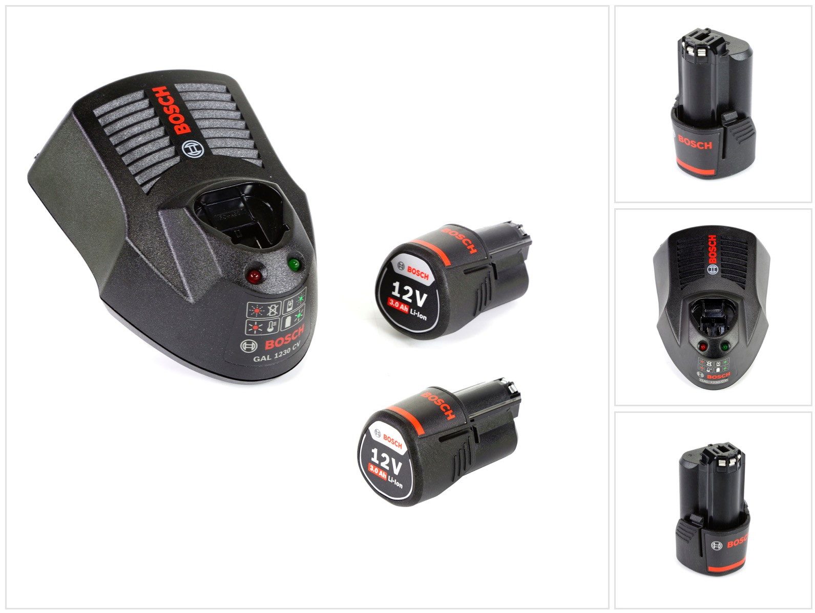 Bosch Professional Starter-Set 12 V mit 2x GBA 12 V 3,0 Ah Akku und GAL 1230 CV Ladegerä Akkupacks