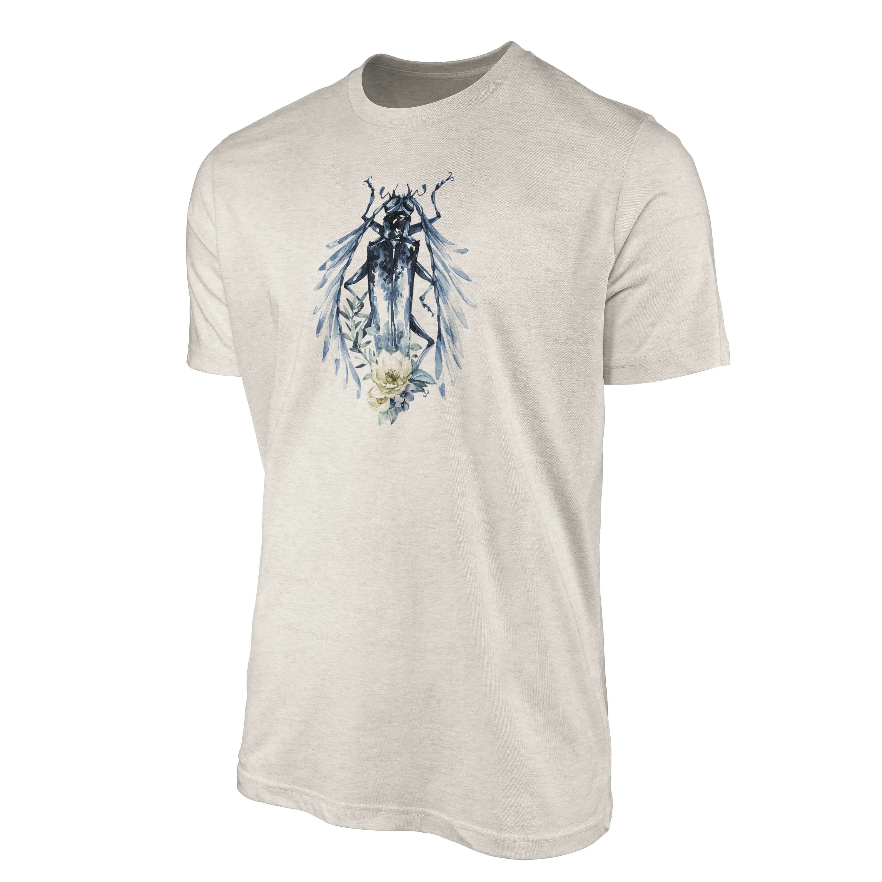 Shirt Art Motiv Farbe (1-tlg) Käfer Aquarell Organic Sinus Nachhaltig Ökomode Bio-Baumwolle Herren 100% T-Shirt T-Shirt