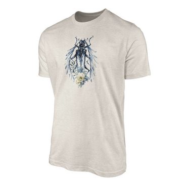 Sinus Art T-Shirt Herren Shirt 100% Bio-Baumwolle T-Shirt Aquarell Motiv Käfer Farbe Nachhaltig Organic Ökomode (1-tlg)
