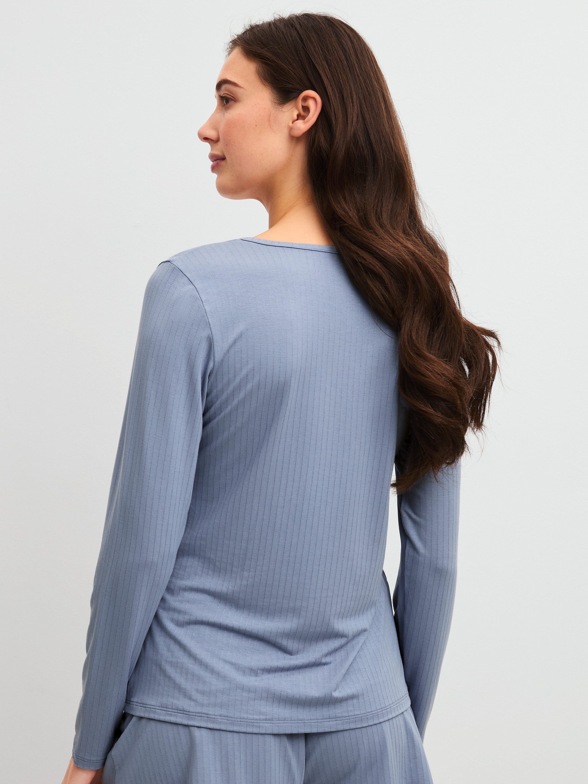 CALIDA Langarmshirt Etude Ajours Damen (1-tlg) weiche Modalqualität, moderne Knopfleiste, lockerer Schnitt