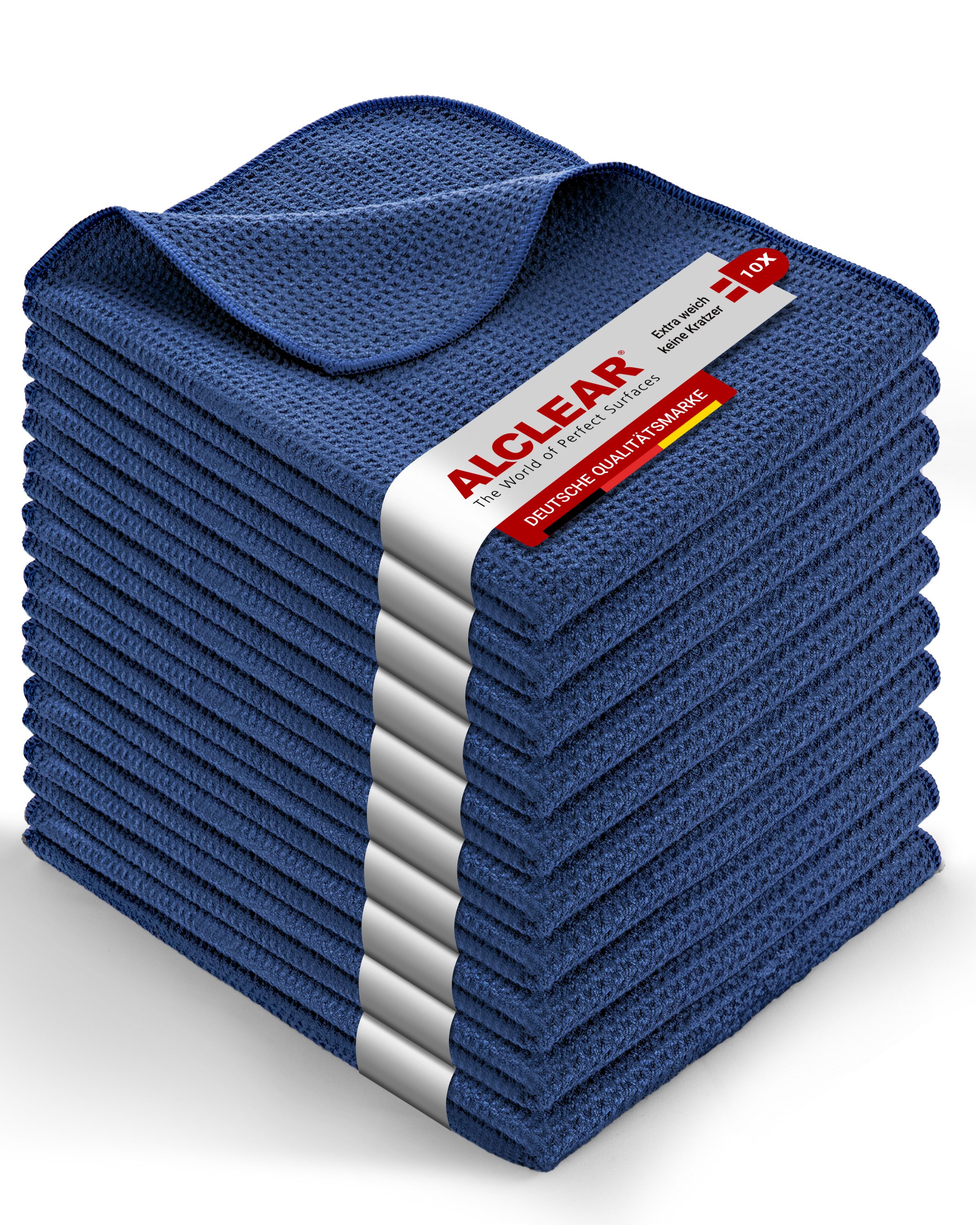 ALCLEAR 10820901 Microfasertuch Trockenwunder 10 St. 60x40cm-navy, Auto&Küche Mikrofasertuch (70% Polyester, 30% Polyamid, 40x60 cm)