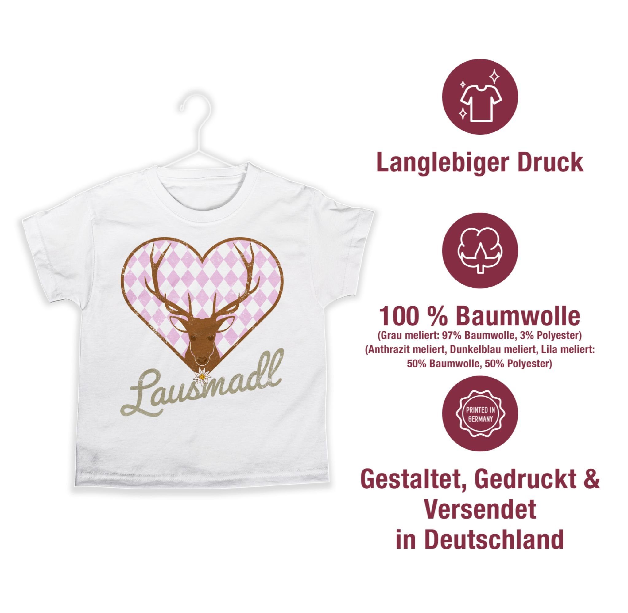 Shirtracer T-Shirt Oktoberfest Lausmadl Weiß 2 Outfit Mode für Kinder Hirsch