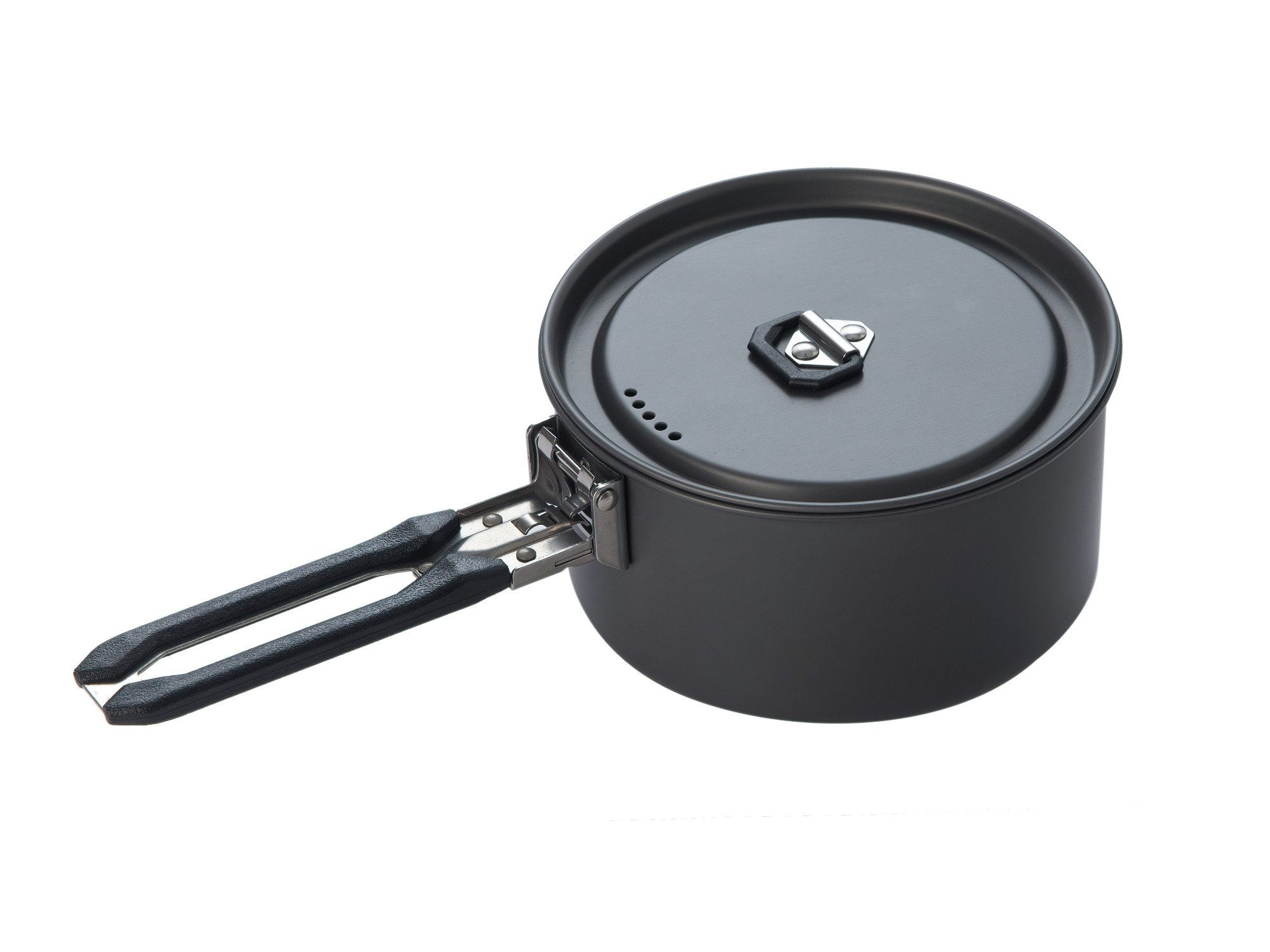 FireMaple Geschirr-Set Camping Kochgeschirr Aluminium für 1–2 Personen – Schwarz (6-tlg), 2 Personen, Harteloxiertes Aluminium, Edelstahl, faltbare Griffe, stapelbar, leichtgewichtig, Hitzeverteilung