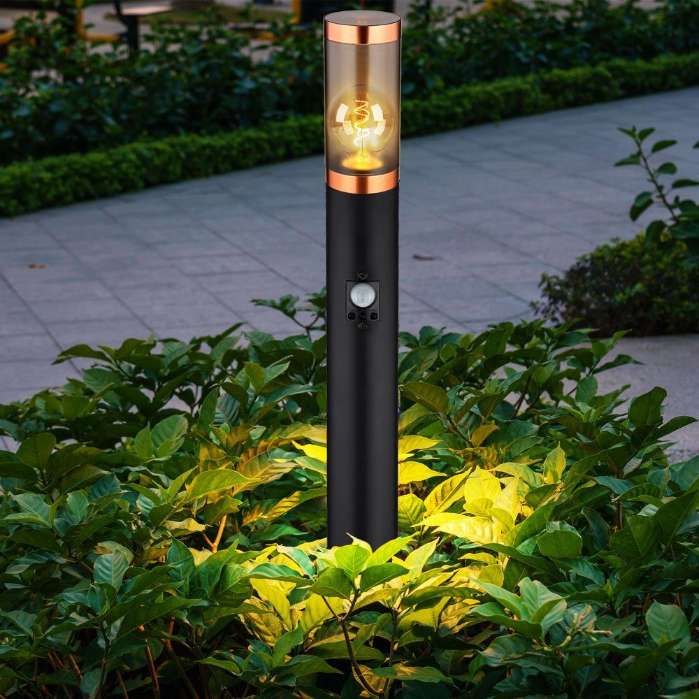 Globo Pollerleuchte, Leuchtmittel nicht inklusive, Außenstehleuchte Gartenlampe Wegeleuchte Bewegungsmelder H 110 cm schwarz H 110 cm Sensor