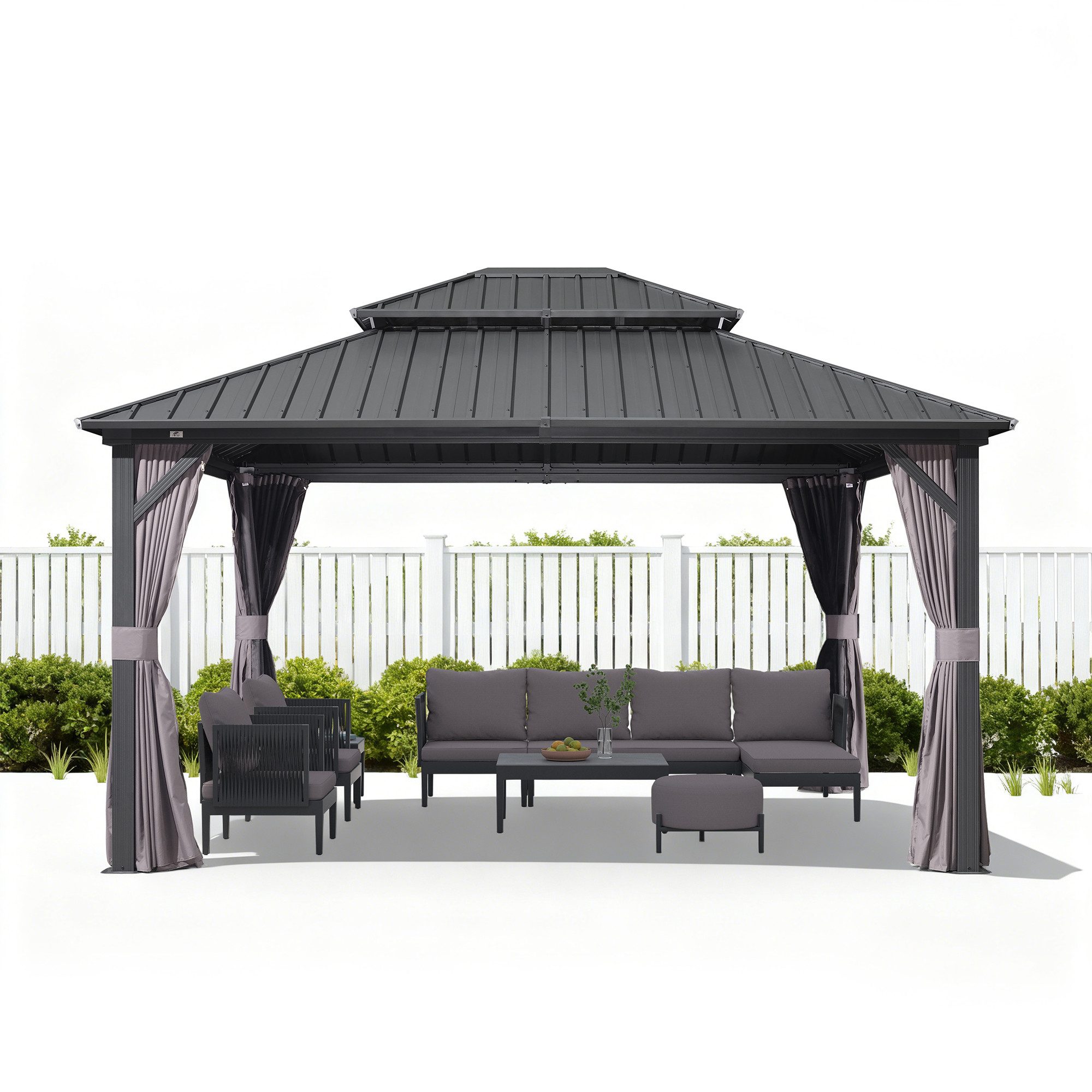 PURPLE LEAF Pavillon Günstiger Gartenpavillon, Verzinkter Stahl, Aluminium, mit Seitenwänden, Wasserdicht, Winterfest