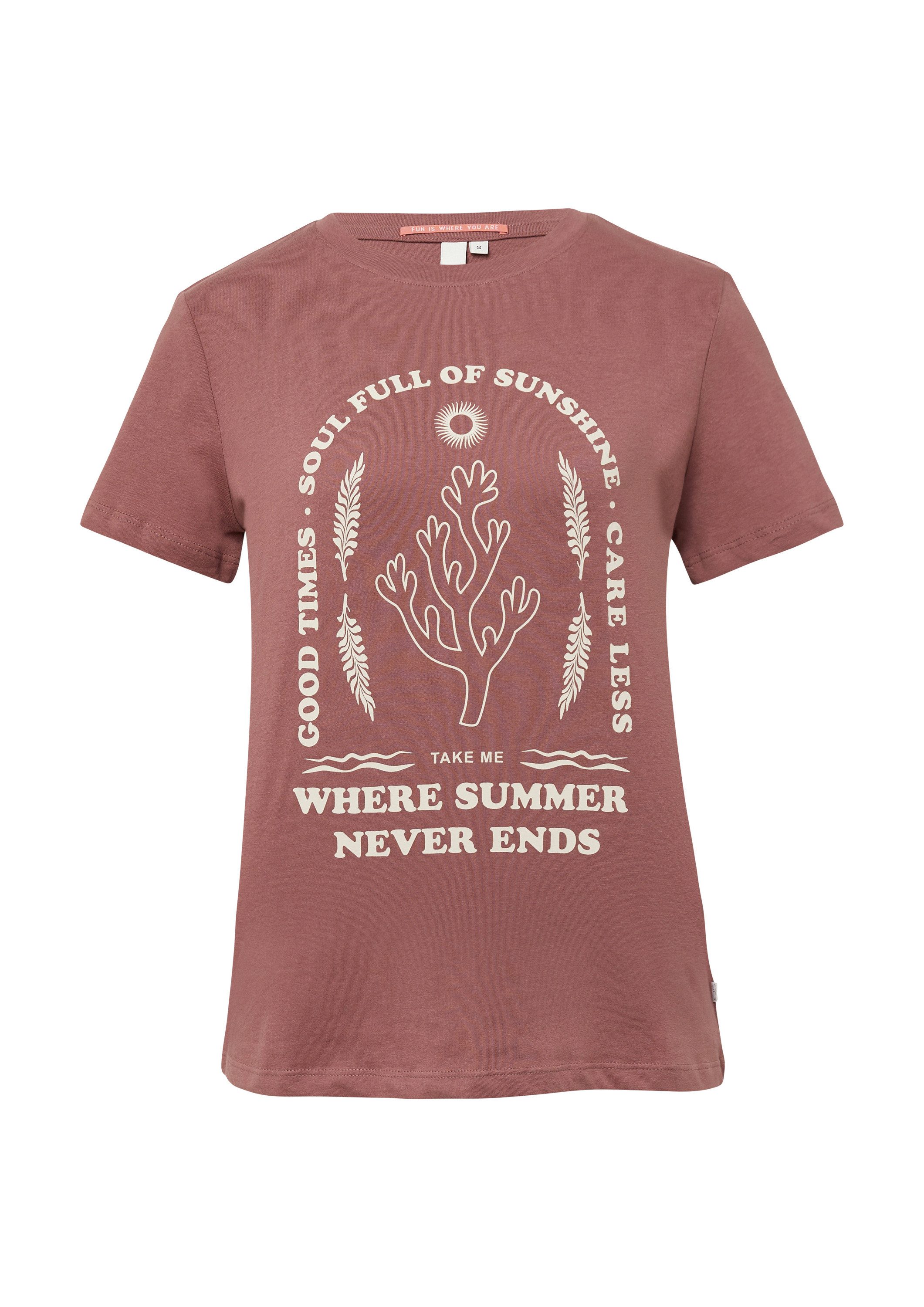 QS Kurzarmshirt T-Shirt Baumwoll T-Shirt mit Frontprint günstig online kaufen